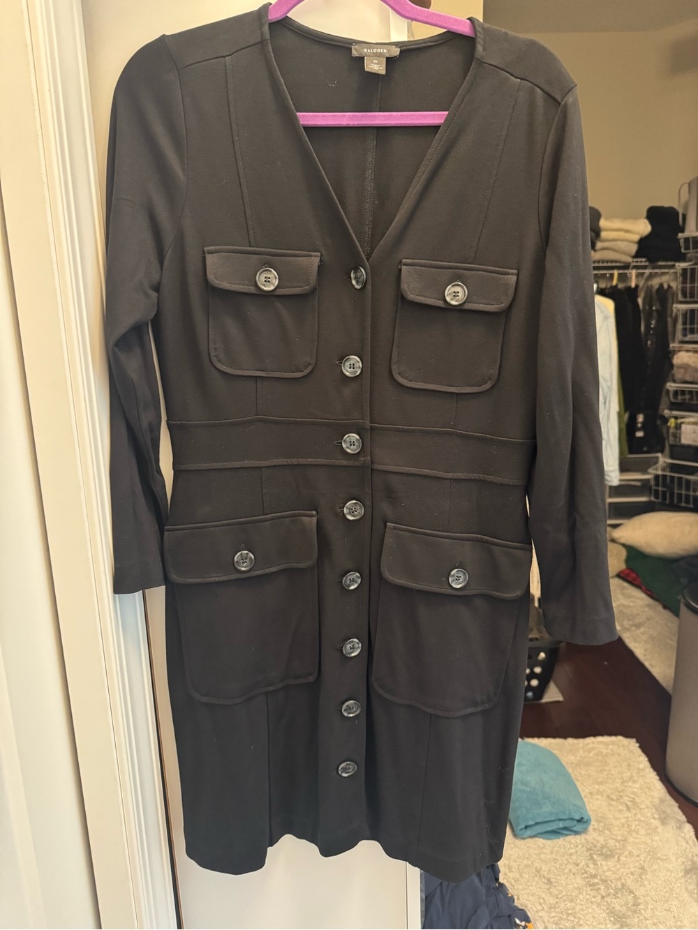 Halogen (Nordstrom) Black V Neck Dress